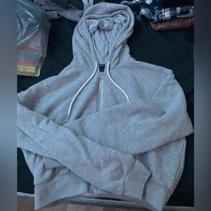 Long sleeve cropped zip up hoodie